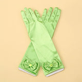 1pair Bow High-grade Children’s Satin Gloves Stage Dance Princess Dress Accessories Long Tube Wedding Flower Girl Accessories