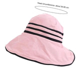 Woman Handmade UV-resistant Big Brim Striped Hollow Women Cap Bucket Hat Empty Top Hat Sun Hat