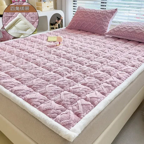 Winter Soft Fleece Mattress Toppers Home Dormitory Single Double Bedspread Fold Bed Sheets Thin Tatami Mat Warm Mattress Cover