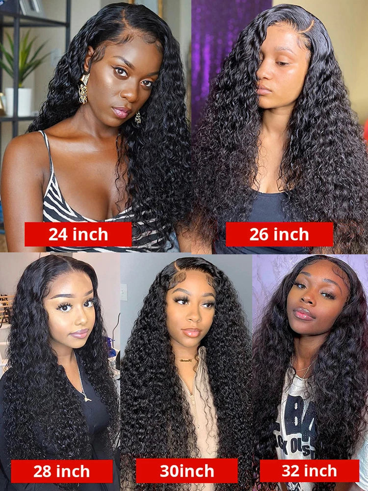 Transparent 13x4 360 HD Water Wave Lace Front Wigs For Women Curly Human Hair Wigs Deep Wave Lace Frontal Wigs Pre Plucked 180%