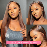 Chocolate Brown Straight 13X4 Lace Front Wig 180Density 4X4 Lace Wig Lace Frontal Wig Colored Human Hair Wig Brazilian Remy hair