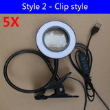 5x 30x Flexible Clamp-on Table Lamp with LED Light Third Hand Soldering Tool Desk Clamp USB Magnifier Welding/Reading Table Lamp