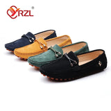 YRZL Loafers Men Big Size 48 Soft Driving Moccasins High Quality Flats Genuine Leather Shoes Men Slip-on Suede Loafers for Men