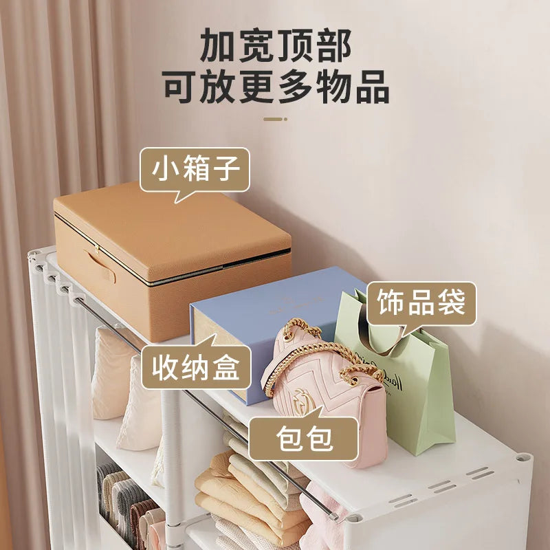 Multipurpose Dustproof Wardrobe for Household, Simple Assembly Storage Rack, Multi-Layer Cabinet for Rental Room