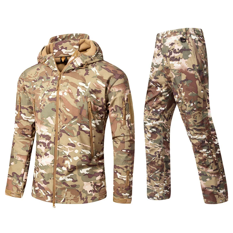 Mege Brand Camouflage Tactical Military Uniform Outdoor Winter Working Clothing Fleece Warm Jacket and Pants Windproof