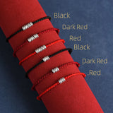 Fit 13-18cm 925 Silver Rope Bracelets Women Round Circle Beads Red Thread Line String Bracelets For Women Girls Men