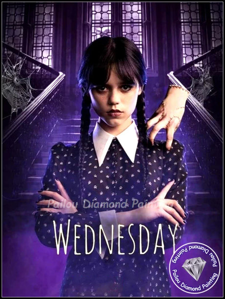 Gothic Girl Wednesday Addams Diamond Painting Dark Art  Jenna Ortega Horror Tv Full Cross Stitch Mosaic Halloween Home Decor