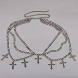 Punk Hip-Hop Style Simple Multi-Layer Body Chain Retro Temperament Alloy Cross Pendant Waist Chain