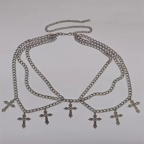 Punk Hip-Hop Style Simple Multi-Layer Body Chain Retro Temperament Alloy Cross Pendant Waist Chain