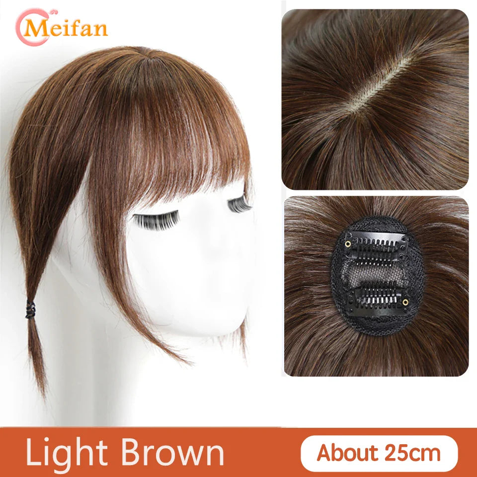 MEIFAN Synthetic False Bangs Clip-In Bangs Extension Natural Neat Fake Fringe Topper Hairpiece Invisible Clourse Hairpieces