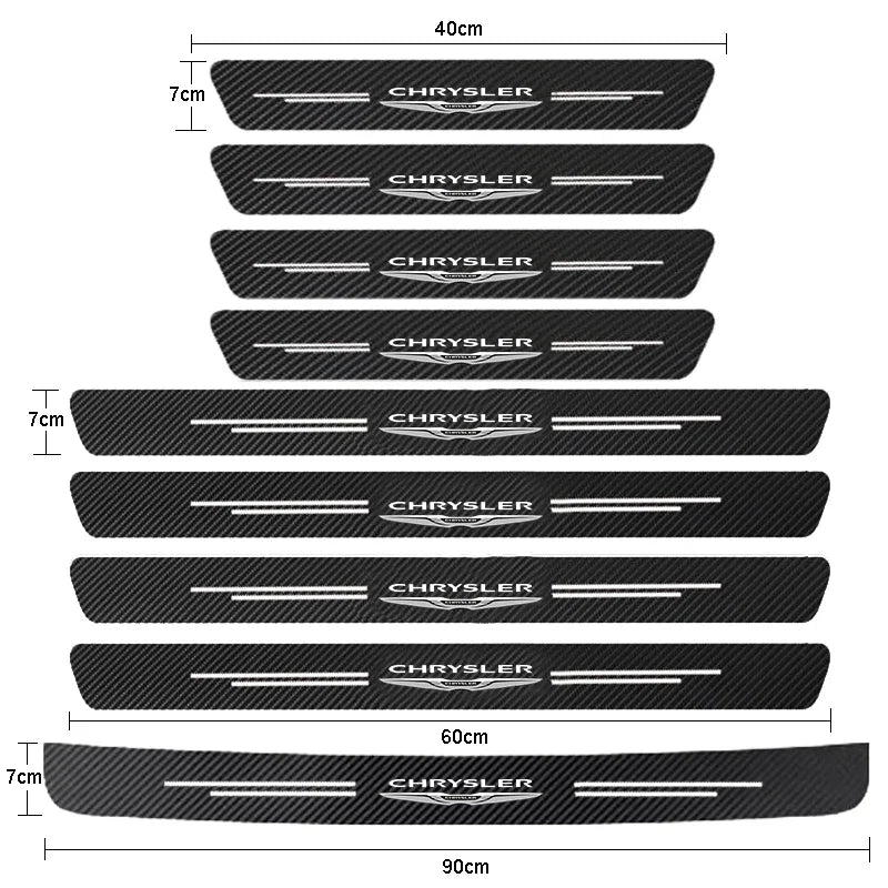 Car Door Sill Protector Carbon Fiber Threshold Decals Stickers For Chrysler 300c Android Town Country Grand Voyager PT Cruiser