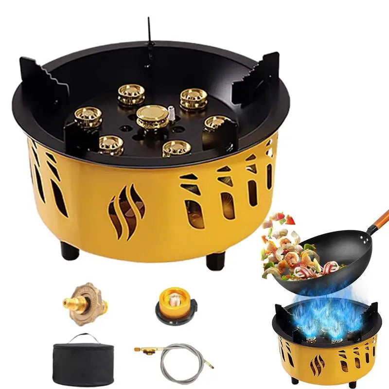 Portable Camping Stoves Burner Windproof Gas Stove Outdoor Heater All-in-One 7 core Firepower Stoves Picnic Camping Cooking Tool