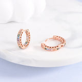 Rose Gold Hoop Earrings For Women 925 Silver Original Pave CZ Heart Ciecle Star Moon U Shape Earrings Luxury Wedding Jewelry