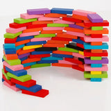 New Kids 100/300/500pcs Children Color Sort Rainbow Wood Domino Blocks Kits Early Bright Dominoes Games Educational Toys Gift