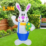 1.9M Blue Rabbit Inflatable Toys Built-in LED Light Easter Decoration Festival Inflated Model Indoor Outdoor Yard Decor 2024