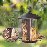 2-in-1 Bird Feeder for Garden Weather Resistant Metal Bird Feeder 2-in-1 Hanging Design with Secure Seeds Storage for Outdoor