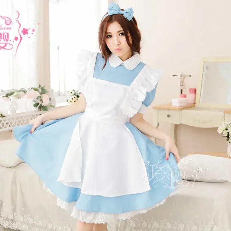 Cosplay Costume Lolita Dress Maid Apron Fantasia Carnival Halloween Costumes for Women Masquerade Party Alice In Wonderland