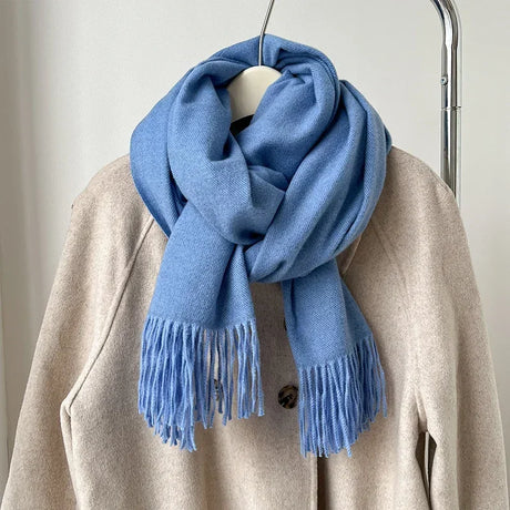 Luxury Brand Wool Scarf For Women Men Solid Color Plain Real Wool Scarves Female Winter Warm Neck Scarf Cashmere Shawl 2023