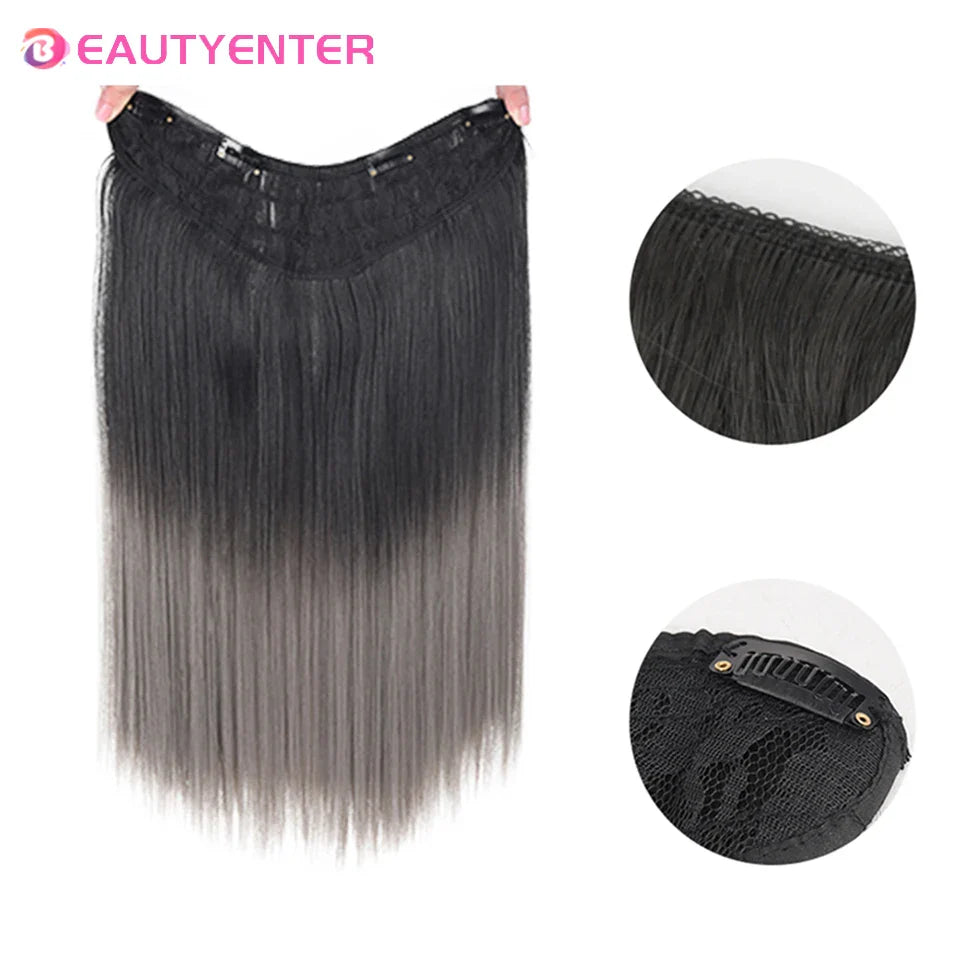 Synthetic Clips In Hair Long Wave Clip In Hair Extension Synthetic Wig Hair Extensions Ombre Gradient color Hairpieces