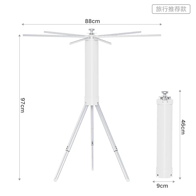 Umbrella Folding Clothes Drying Rack,Mini Telescopic Stand Coat Hanger,Aluminium 6 Rods Pants Hangers For Travel Space Saving