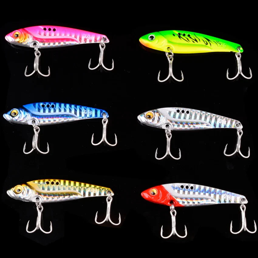 16 Pcs Metal VIB 7g-10g-15g Fishing Lure Set Vibration Spoon Spinner Lures Crankbait Bass Artificial Hard Bait Blade VIB Tackle