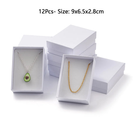 pandahall Cardboard Jewelry box Set Gift Boxes for Earrings Ring Necklace Packing jewelry organizer Display Boxes 9x7x3cm 12pcs