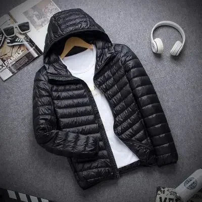 2023 New Brand Autumn Winter Light Down Jacket Men's Fashion Hooded Short Ultra-thin Lightweight Youth Slim Coat Down Jackets