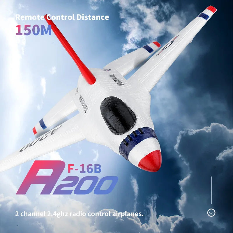 Wltoys XK A200 RC Airplane F-16B Drone 2.4G Aircraft 2CH Fixed-wing EPP Electric Model Remote Control FIghter Toys for Children