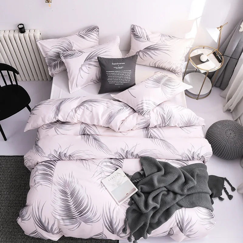 Couple Black Duvet Cover with Pillow Case Luxury Modern Comforter Bedding Set Quilt Cover Queen/King Double Single Bed