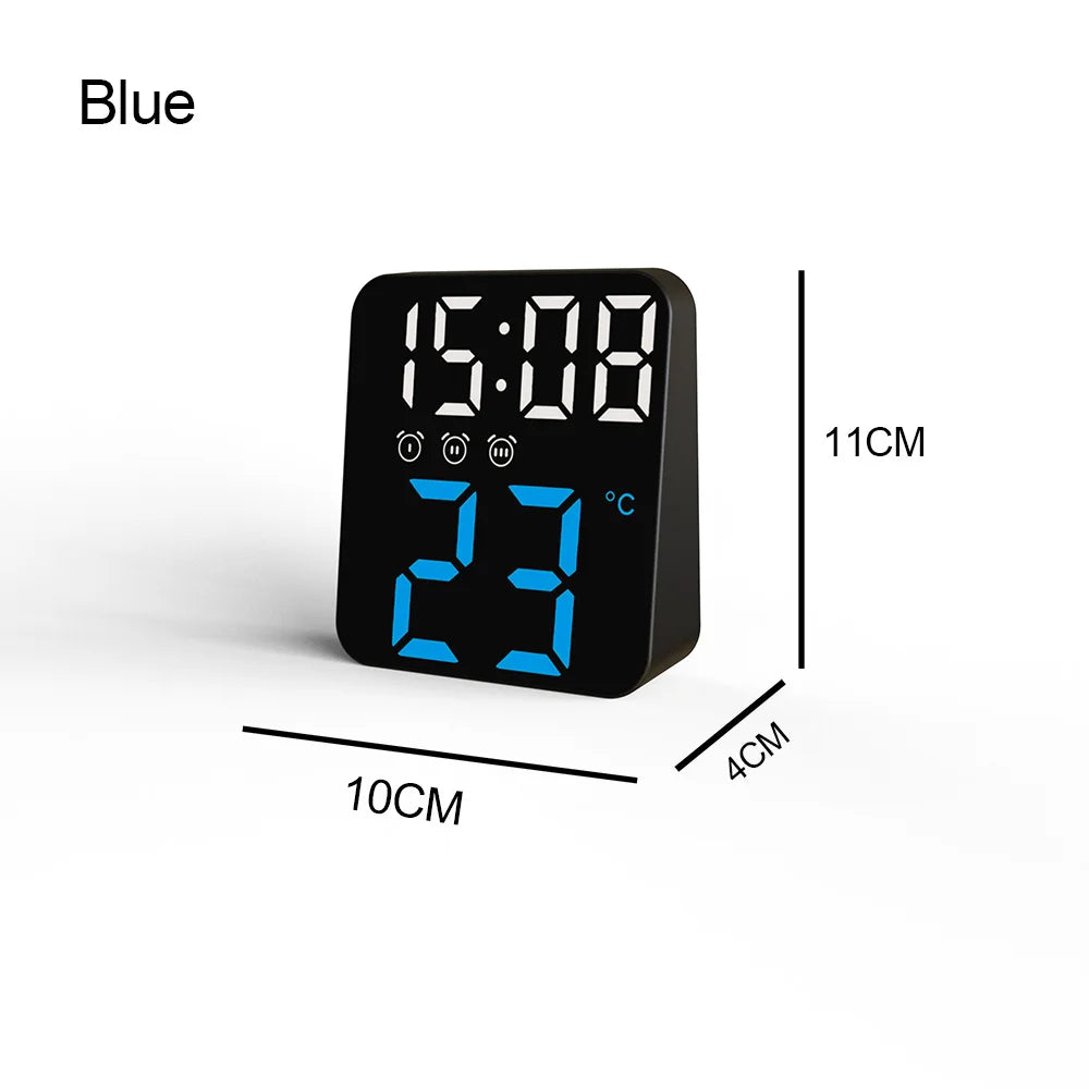 Digital Alarm Clock for Bedrooms with Temperature Adjustable Brightness Voice Control three Alarm Wall Clock 12/24H