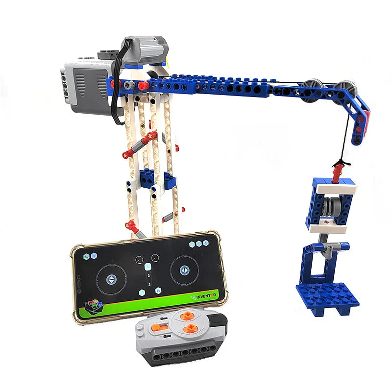 Technical RC APP Programmable Motor Crane Lift Robot Building Block Compatible With lego 9686 Wedo Education Kids Moc Brick Toys