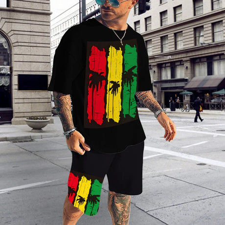 Summer Men's Tracksuit Bob Marley Reggae Music T-Shirt Shorts Set Casual Suit Fashion Outfit Male Oversized Streetwear One Love