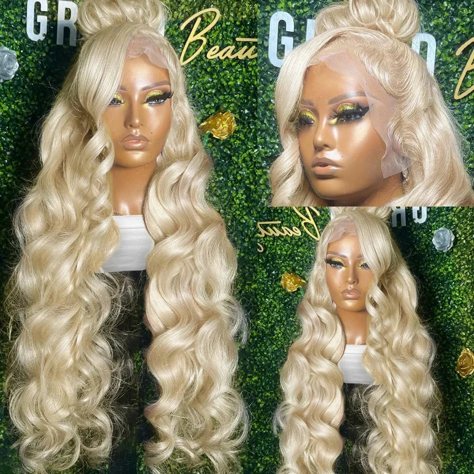 Luvin Brazilian 30 40 Inch 613 Honey Blonde Color 13x6 Lace Front Wigs 250% Body Wave 13x4 Lace Frontal Human Hair Wig For Women