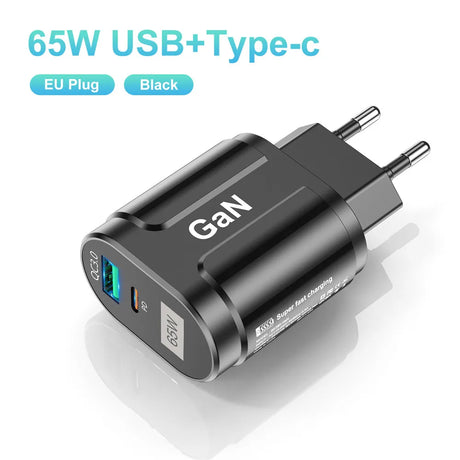 USLION GaN 65W Charger Tablet Laptop Fast Charger Type C PD Quick Charger EU KR Specification Plugs Adapter For iPhone Samsung