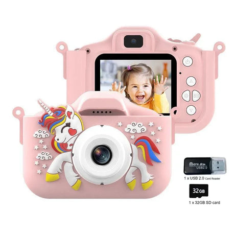 Children's Camera Unicorn Cartoon Digital Camera Animal Toy Take Pictures And Videos Play Games 48MP Children Mini Camera Gift