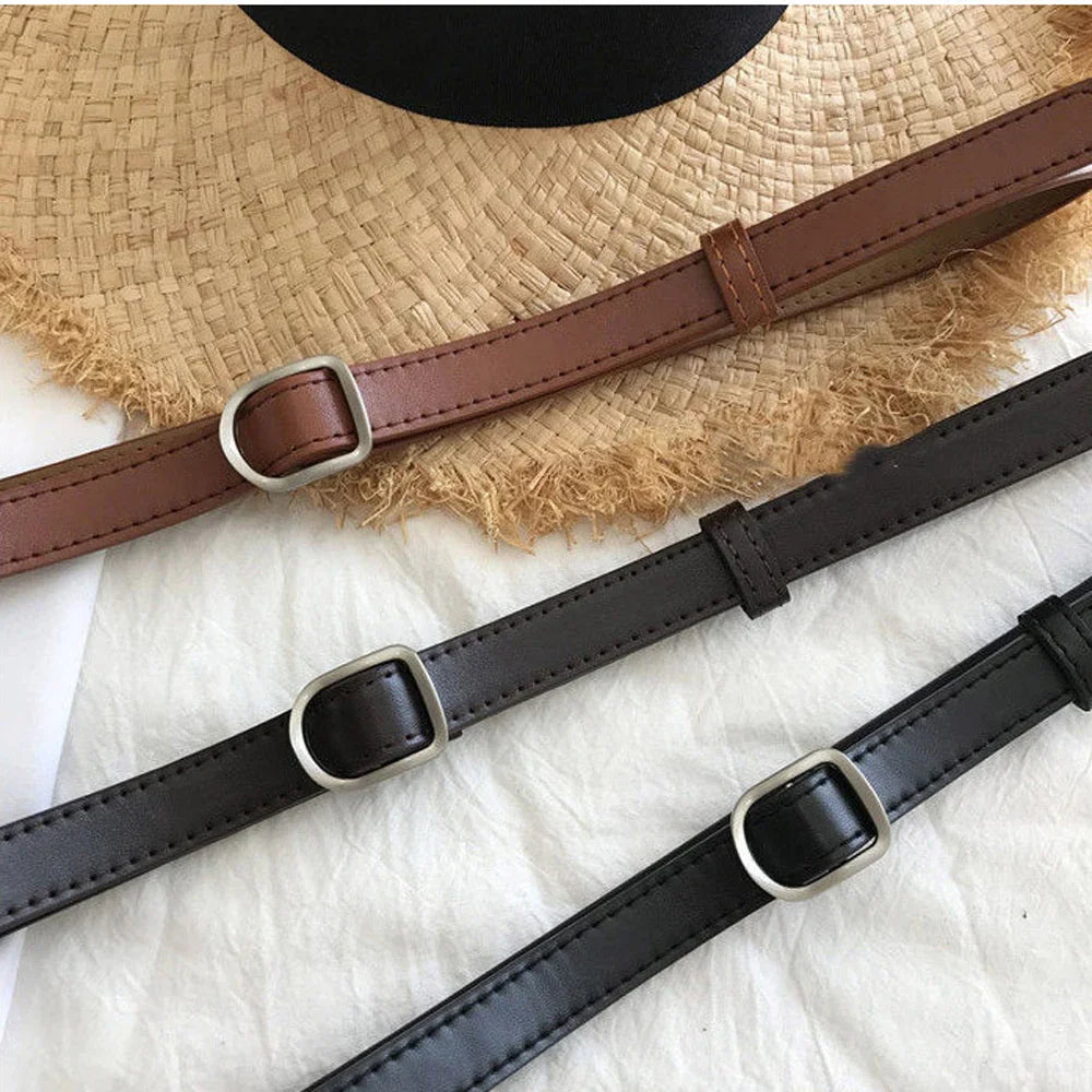 Fashion Luxury No-hole Buckle for Women Belt Luxury Designer Belts Jeans Decorative Female Dress Thin PU Leather Waist Strap