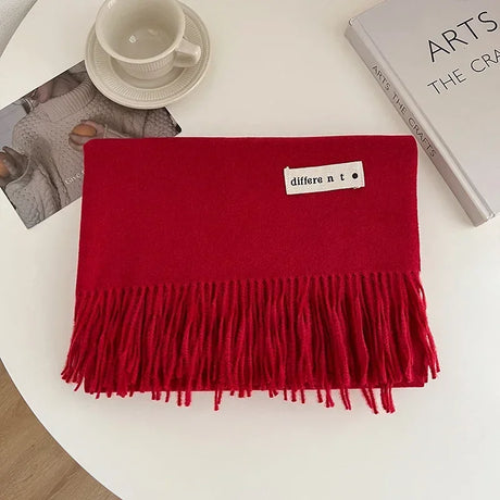 Luxury Brand Wool Scarf For Women Men Solid Color Plain Real Wool Scarves Female Winter Warm Neck Scarf Cashmere Shawl 2023