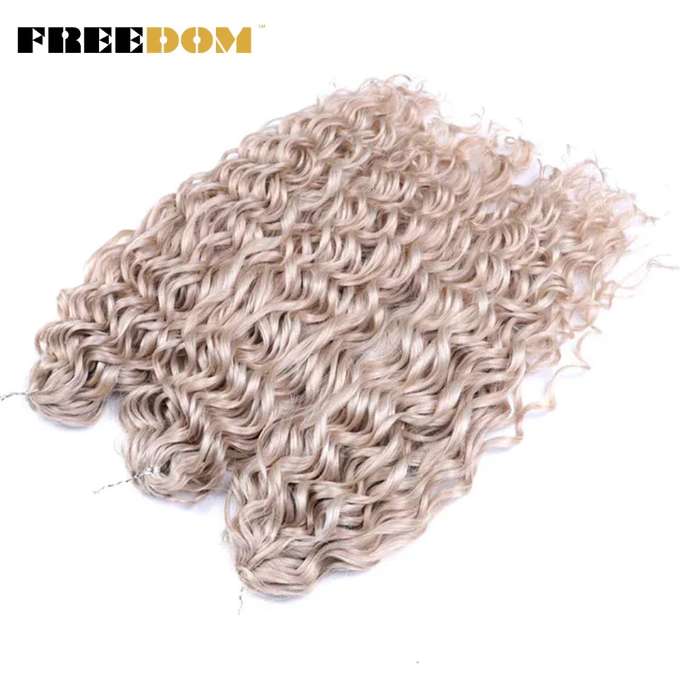 FREEDOM Synthetic Deep Wavy Twist Crochet Hair Afro Curly Hair Crochet Braids Hair Extensions For Women High Temperature Fiber