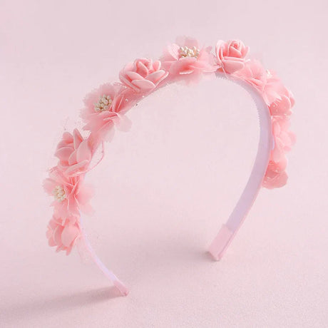 Artificial Flower Hairbands for Girls Trendy Pearl Cute Kids Headband Flowers Wreath Crown Party Headwear Hair Accessories