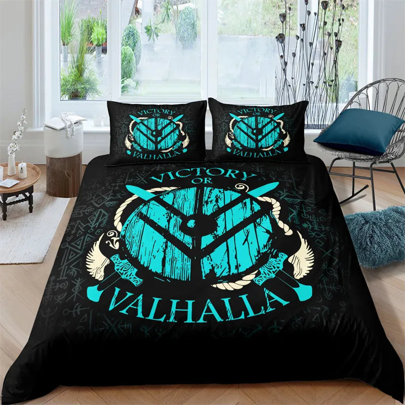 Vikings Duvet Cover Scandinavian Culture Print Bedding Set Mythology Religion Comforter Cover King Queen For Teens Adults Gifts