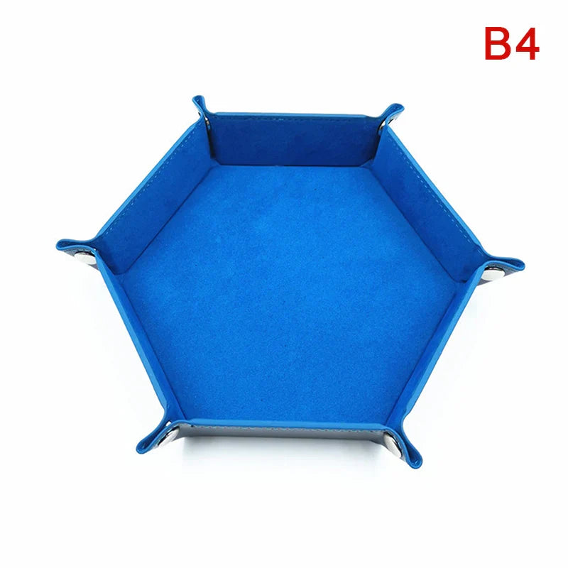 1pc Folding Hexagon/Triangle Dice Tray Purple Dice Box For RPG/DnD Games Dice Storage Case PU Leather