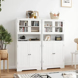 Bathroom cabinet, independent floor standing cabinet with open shelves, large display cabinet with doors, bathroom cabinet