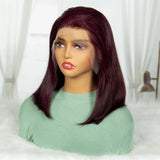 99J Burgundy Straight Short Wig Double Drawn 13x4 Lace Front 99J Bob Wig Straight Bob Human Hair Wig Remy Hair