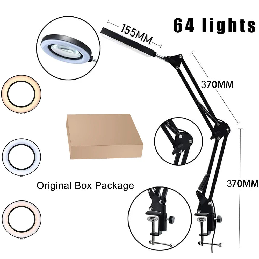 2021 NEW 200MM Diam 120 LED 8X Magnifying Glass for Reading Soldering station phone with LED light stand Illuminated magnifier