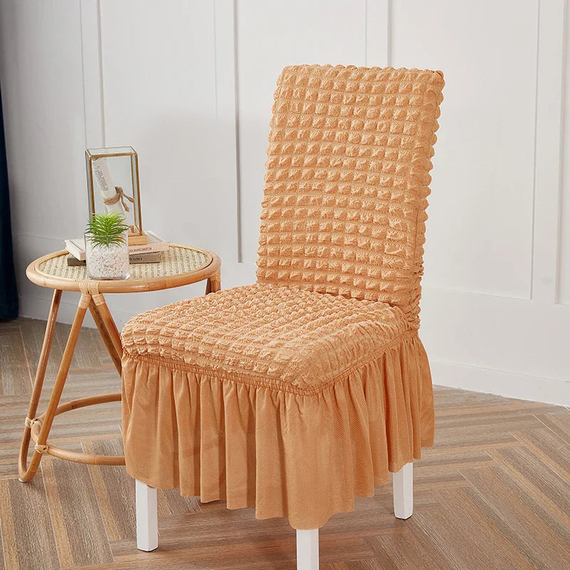 high quality Seersucker chair cover for dining room banquet chair slipcover stretch chair skirt elastic wedding chair decoration