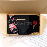 Viola Design Gift Box Hot Solid Floral Cotton Sock Necktie Set Clip Cufflinks Pin Hanky Men Wedding Party Daily Cravat Accessory