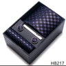 Luxurious Dropshipping 8 cm Birthday Gift Silk Tie Hanky Pocket Squares Cufflink Set Tie Clip Necktie Box Geometric