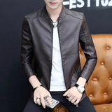 Mens Biker Leather Jacket 2023 Autumn New Men's Fashion Trend Decorative Motorcycle Leather Coat