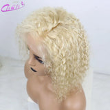 CliCli 613 Blonde Short Water Wave Bob Wig 13x4 Lace Front Wigs Wet and Wavy Honey Blonde Human Hair Wig For Women Pre Plucked