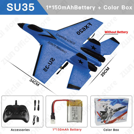 RC Plane SU35 2.4G With LED Lights Aircraft Remote Control Flying Model Glider EPP Foam Toys Airplane For Children Gifts